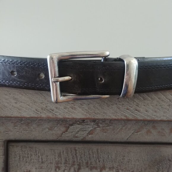 Custom Leather Mens made in Canada very dark black brown belt 36/90 - Picture 2 of 10